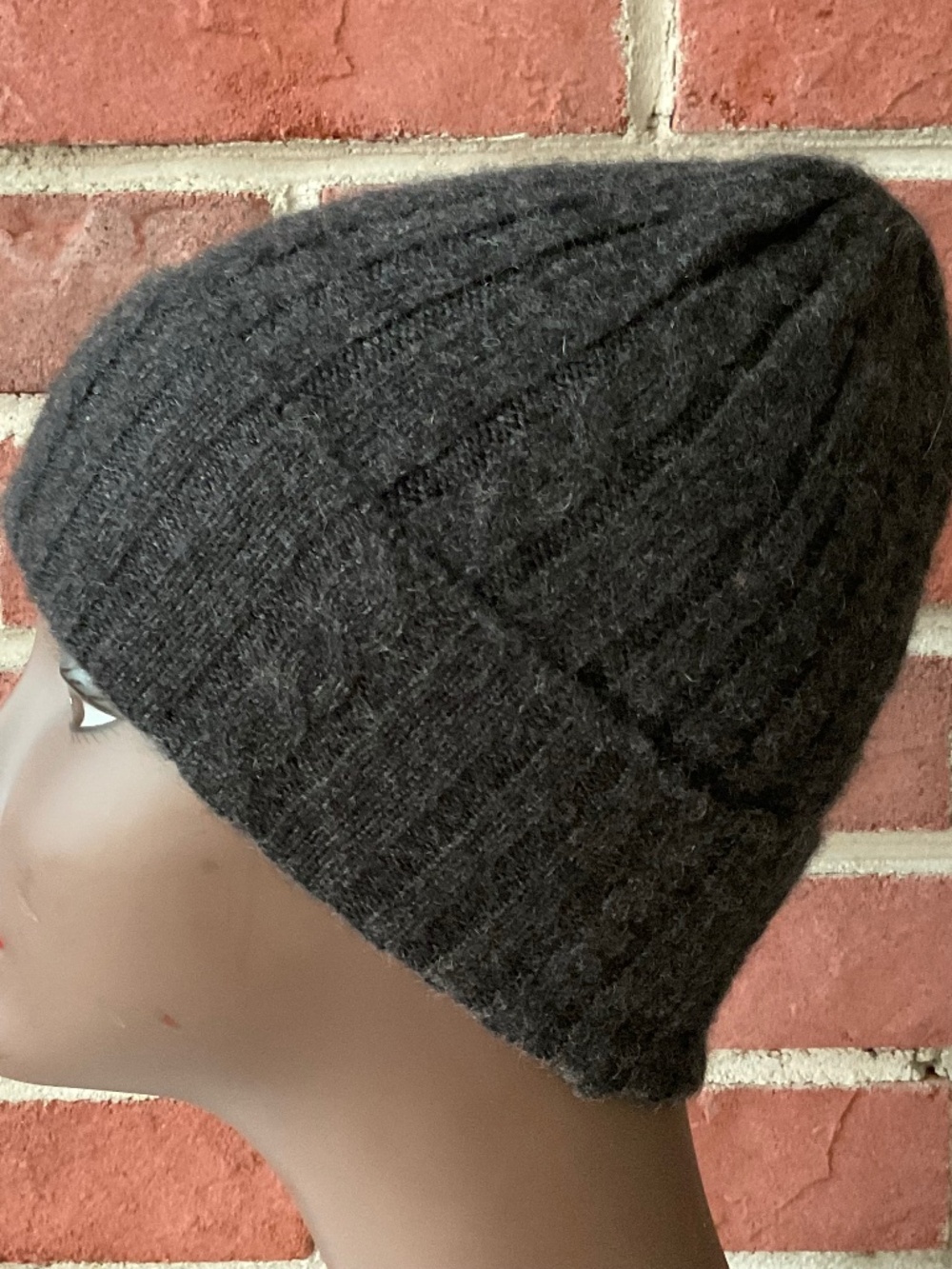 Fishers Finery Charcoal 100% Cashmere Cuffed Knit Unisex Beanie O/S NEW